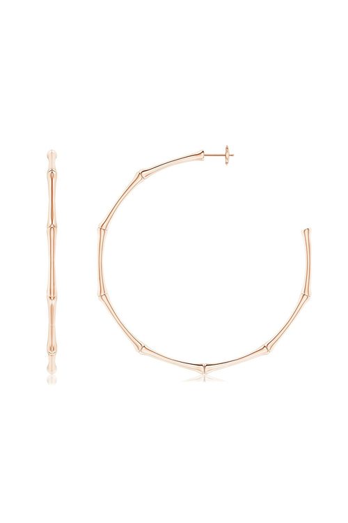 Buy Indochine 14k Large 2.75 Inch Bamboo Hoops in 14K Rose Gold Online 14K Rose Gold Natori