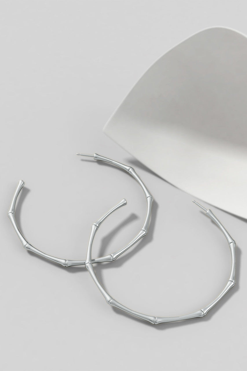 Buy Indochine 14k Large 2.75 Inch Bamboo Hoops in 14K White Gold Online 14K White Gold Natori