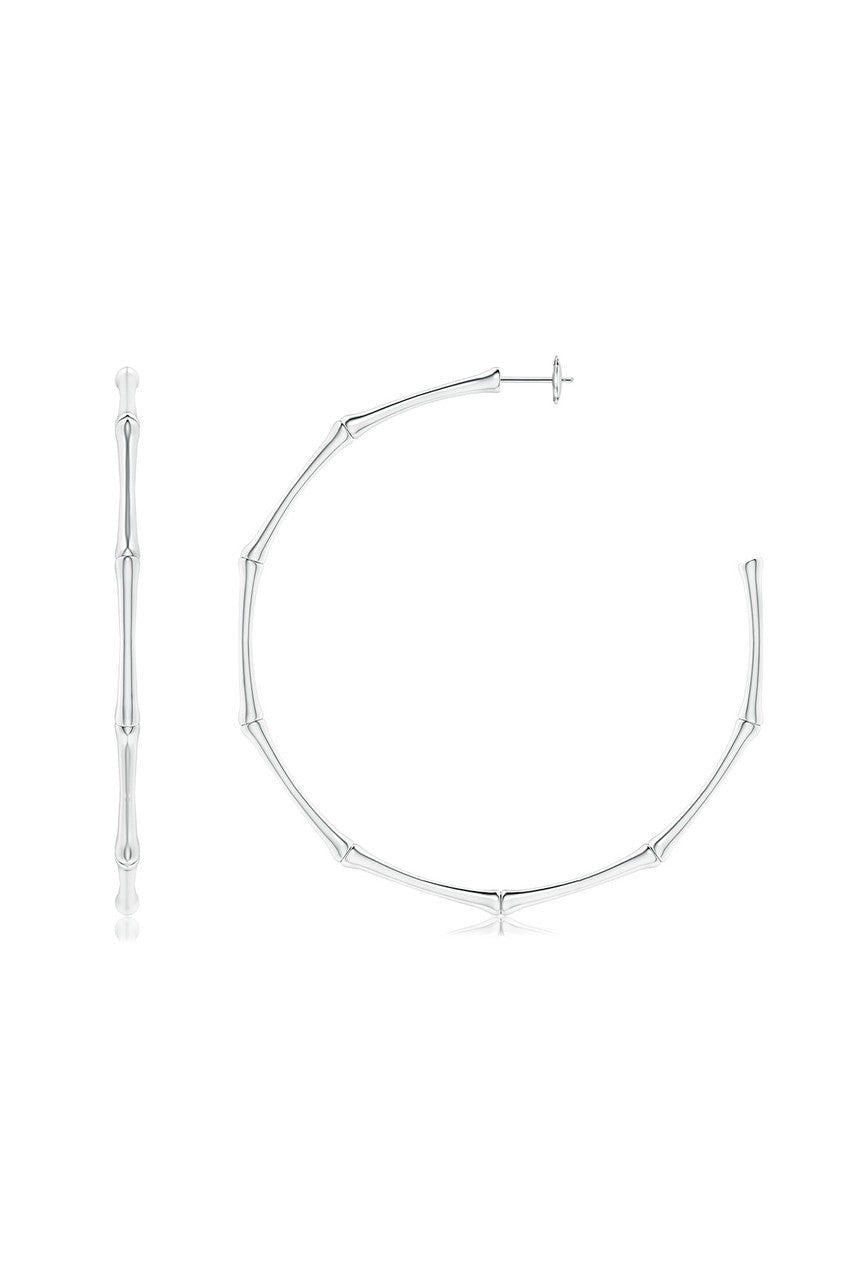 Buy Indochine 14k Large 2.75 Inch Bamboo Hoops in 14K White Gold Online 14K White Gold Natori
