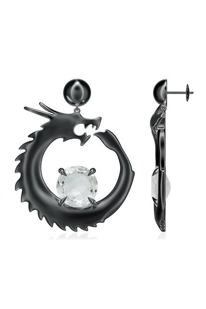 Buy Dragon Midnight Silver and White Topaz Dangler Earrings in Midnight Silver Online Midnight Silver Natori