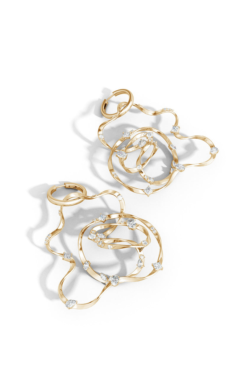 Buy Runway Collection Sakura White Topaz Giant Gold Hoop Earrings in 14K Yellow Gold Online 14K Yellow Gold Natori