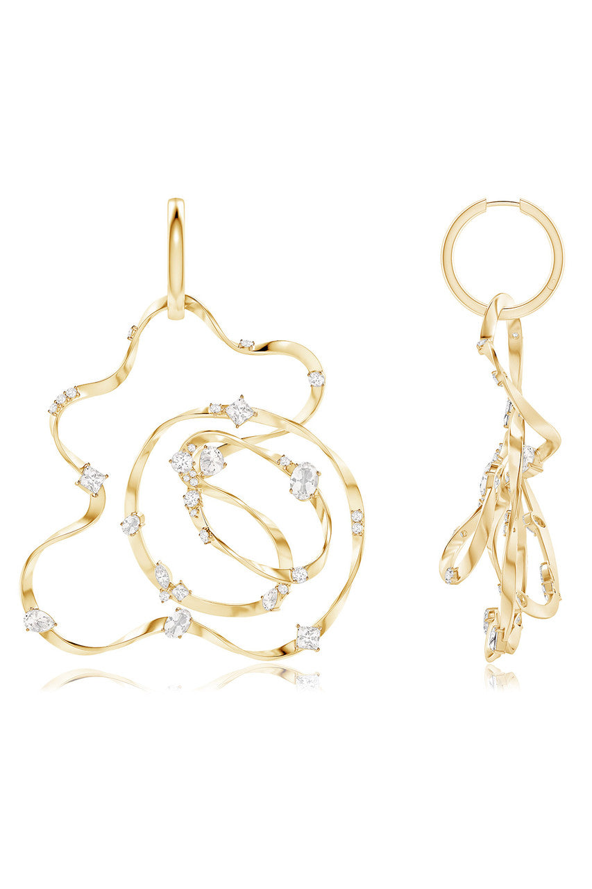 Buy Runway Collection Sakura White Topaz Giant Gold Hoop Earrings in 14K Yellow Gold Online 14K Yellow Gold Natori