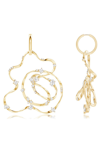 Buy Runway Collection Sakura White Topaz Giant Gold Hoop Earrings in 14K Yellow Gold Online 14K Yellow Gold Natori