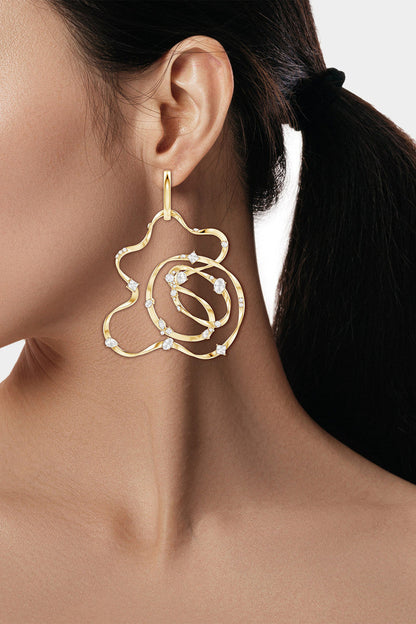Buy Runway Collection Sakura White Topaz Giant Gold Hoop Earrings in 14K Yellow Gold Online 14K Yellow Gold Natori