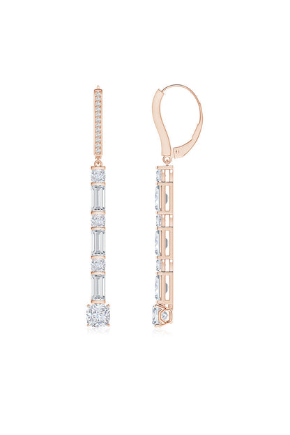 Buy Orient Express Lab-Grown 14K Gold Baguette & Cushion Diamond Long Drop Earrings in 14K Rose Gold Online 14K Rose Gold Natori