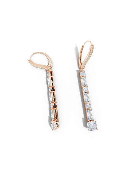 Buy Orient Express Lab-Grown 14K Gold Baguette & Cushion Diamond Long Drop Earrings in 14K Rose Gold Online 14K Rose Gold Natori