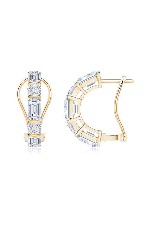 Buy Orient Express Lab-Grown 14K Gold Emerald Cut & Cushion Diamond Half Hoop Earrings in 14K Yellow Gold Online 14K Yellow Gold Natori