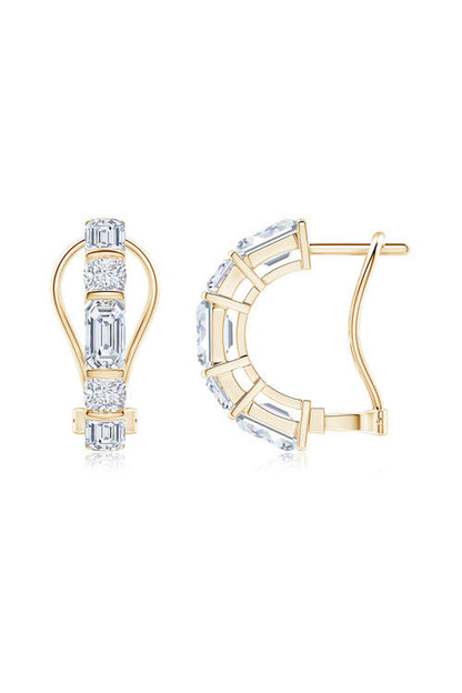Buy Orient Express Lab-Grown 14K Gold Emerald Cut & Cushion Diamond Half Hoop Earrings in 14K Yellow Gold Online 14K Yellow Gold Natori