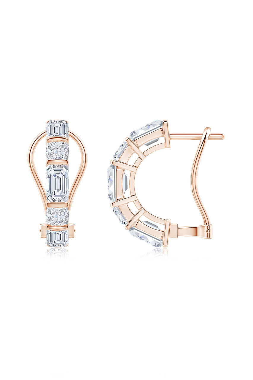 Buy Orient Express Lab-Grown 14K Gold Emerald Cut & Cushion Diamond Half Hoop Earrings in 14K Rose Gold Online 14K Rose Gold Natori