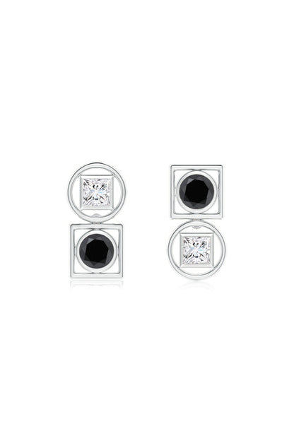 Buy Infinity 14K Gold with Black & White Diamond Two Stone Studs in 14K White Gold Online 14K White Gold Natori