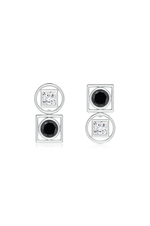Buy Infinity 14K Gold with Black & White Diamond Two Stone Studs in 14K White Gold Online 14K White Gold Natori