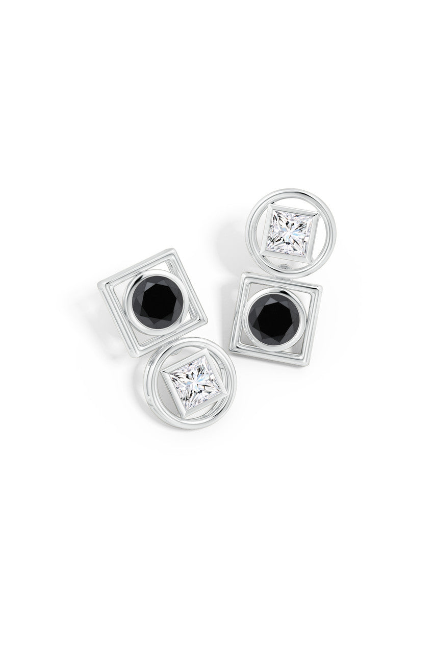 Buy Infinity 14K Gold with Black & White Diamond Two Stone Studs in 14K White Gold Online 14K White Gold Natori