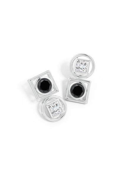 Buy Infinity 14K Gold with Black & White Diamond Two Stone Studs in 14K White Gold Online 14K White Gold Natori