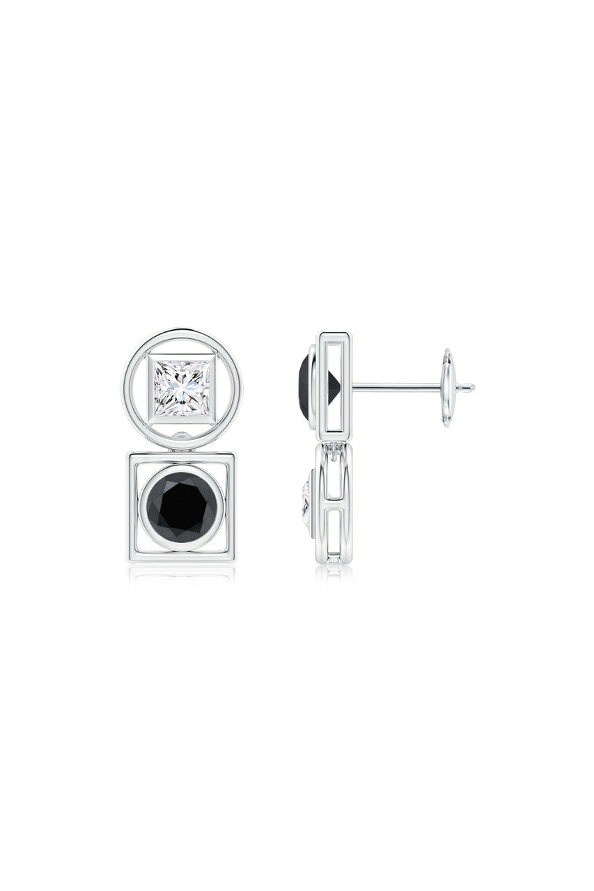 Buy Infinity 14K Gold with Black & White Diamond Two Stone Studs in 14K White Gold Online 14K White Gold Natori
