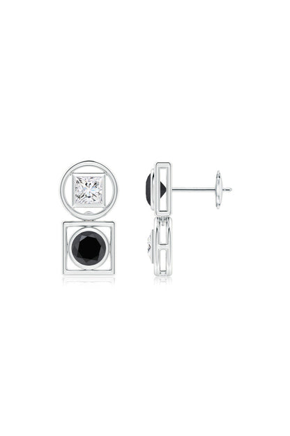 Buy Infinity 14K Gold with Black & White Diamond Two Stone Studs in 14K White Gold Online 14K White Gold Natori