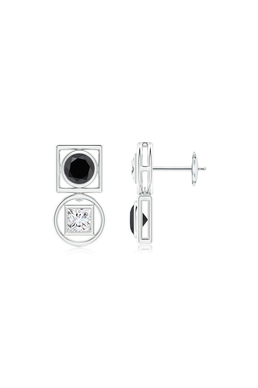 Buy Infinity 14K Gold with Black & White Diamond Two Stone Studs in 14K White Gold Online 14K White Gold Natori