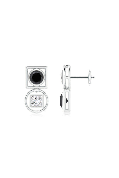 Buy Infinity 14K Gold with Black & White Diamond Two Stone Studs in 14K White Gold Online 14K White Gold Natori