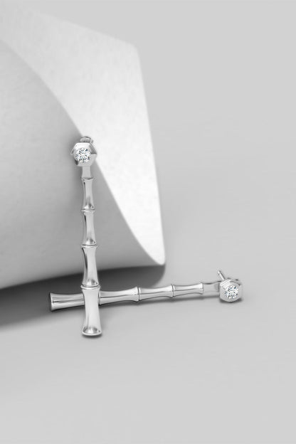 Buy Indochine Bamboo 14k Diamond Multi-Wear Linear Earrings in 14K White Gold Online 14K White Gold Natori
