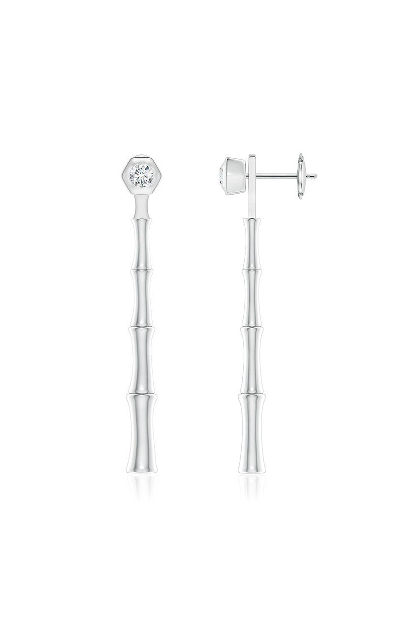 Buy Indochine Bamboo 14k Diamond Multi-Wear Linear Earrings in 14K White Gold Online 14K White Gold Natori