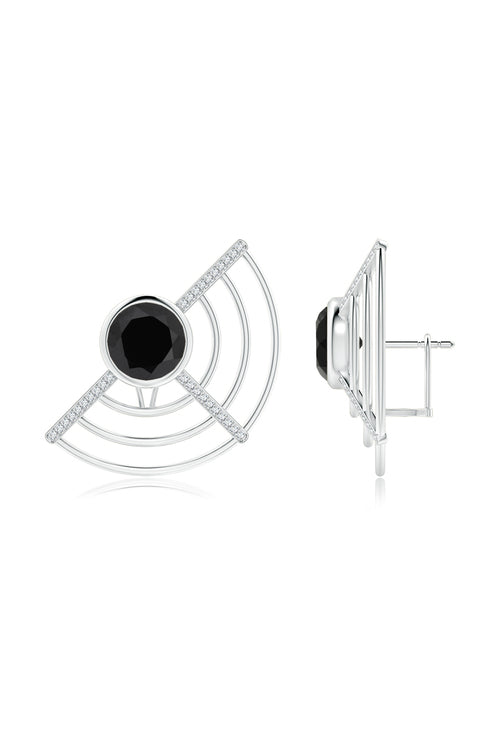 Buy Infinity Half Concentric Circle 14K Gold and Black Onyx Button Studs in 14K White Gold Online 14K White Gold Natori
