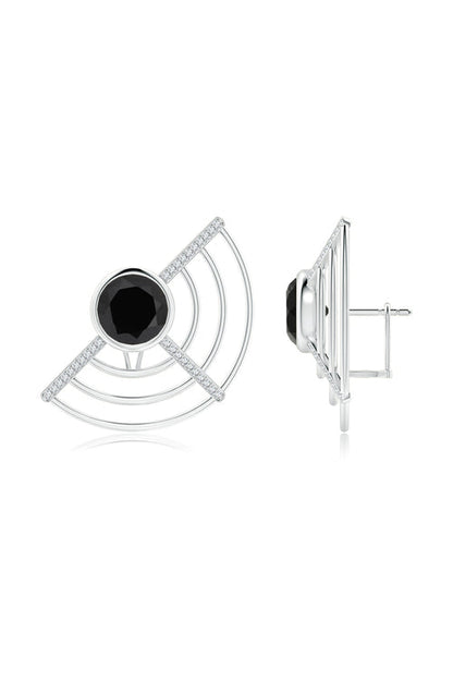 Buy Infinity Half Concentric Circle 14K Gold and Black Onyx Button Studs in 14K White Gold Online 14K White Gold Natori