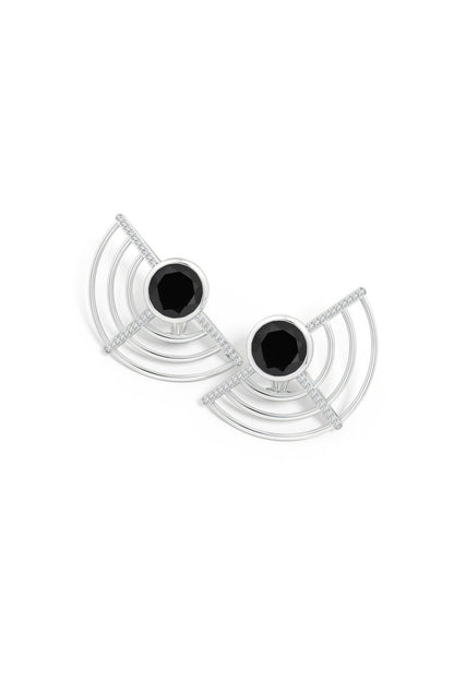 Buy Infinity Half Concentric Circle 14K Gold and Black Onyx Button Studs in 14K White Gold Online 14K White Gold Natori