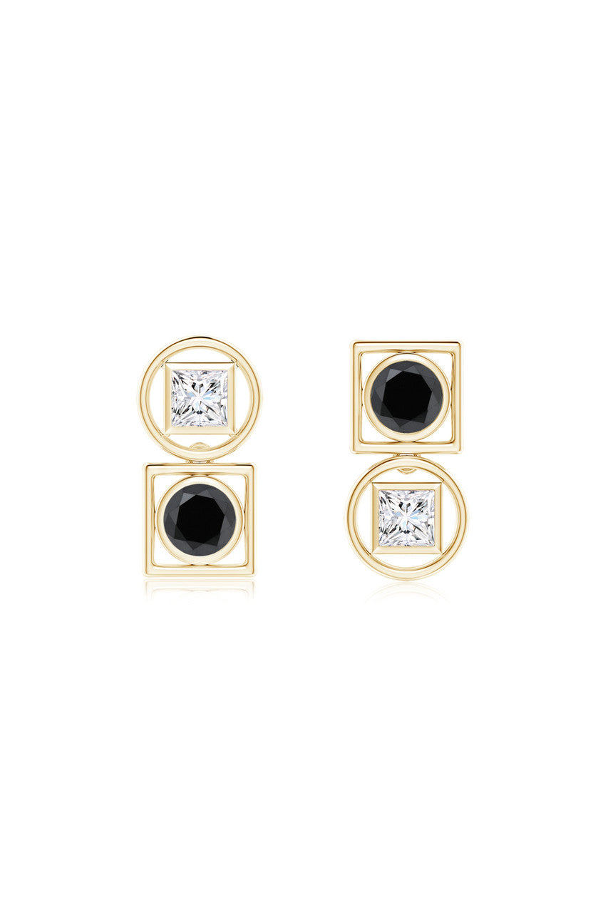 Buy Infinity 14K Gold with Black & White Diamond Two Stone Studs in 14K Yellow Gold Online 14K Yellow Gold Natori