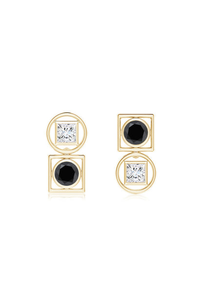 Buy Infinity 14K Gold with Black & White Diamond Two Stone Studs in 14K Yellow Gold Online 14K Yellow Gold Natori