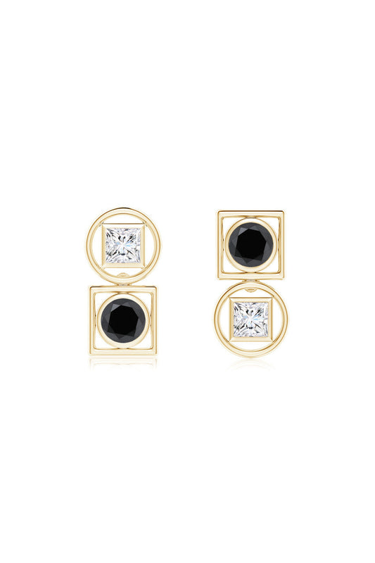 Buy Infinity 14K Gold with Black & White Diamond Two Stone Studs in 14K Yellow Gold Online 14K Yellow Gold Natori