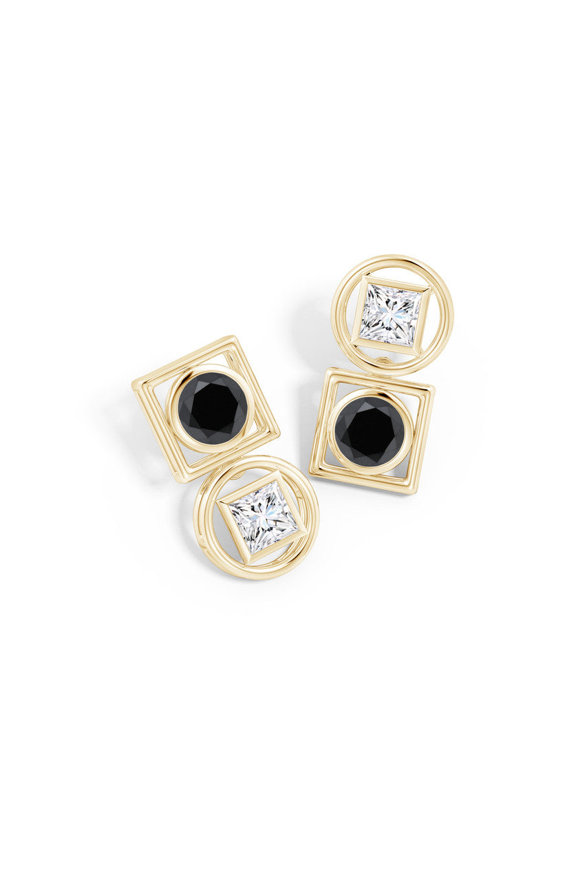Buy Infinity 14K Gold with Black & White Diamond Two Stone Studs in 14K Yellow Gold Online 14K Yellow Gold Natori