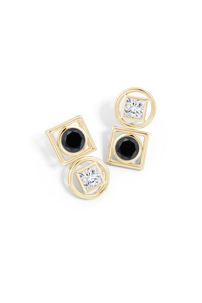 Buy Infinity 14K Gold with Black & White Diamond Two Stone Studs in 14K Yellow Gold Online 14K Yellow Gold Natori