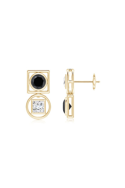 Buy Infinity 14K Gold with Black & White Diamond Two Stone Studs in 14K Yellow Gold Online 14K Yellow Gold Natori