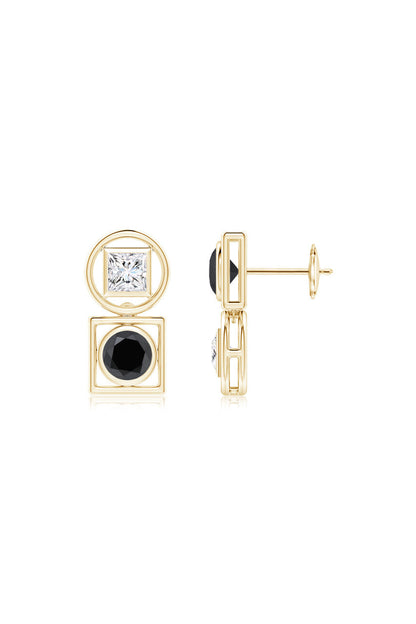 Buy Infinity 14K Gold with Black & White Diamond Two Stone Studs in 14K Yellow Gold Online 14K Yellow Gold Natori