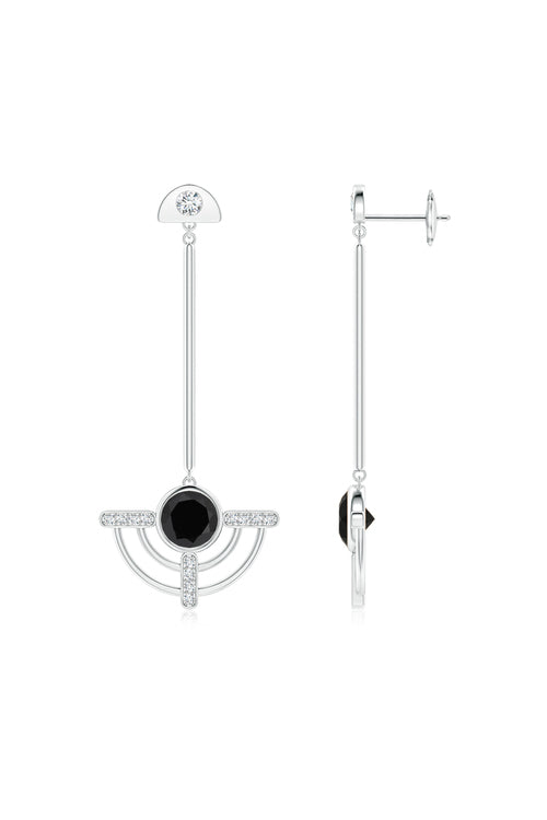 Buy Infinity Half Concentric 14K Gold and Black Onyx Dangle Earrings in 14K White Gold Online 14K White Gold Natori
