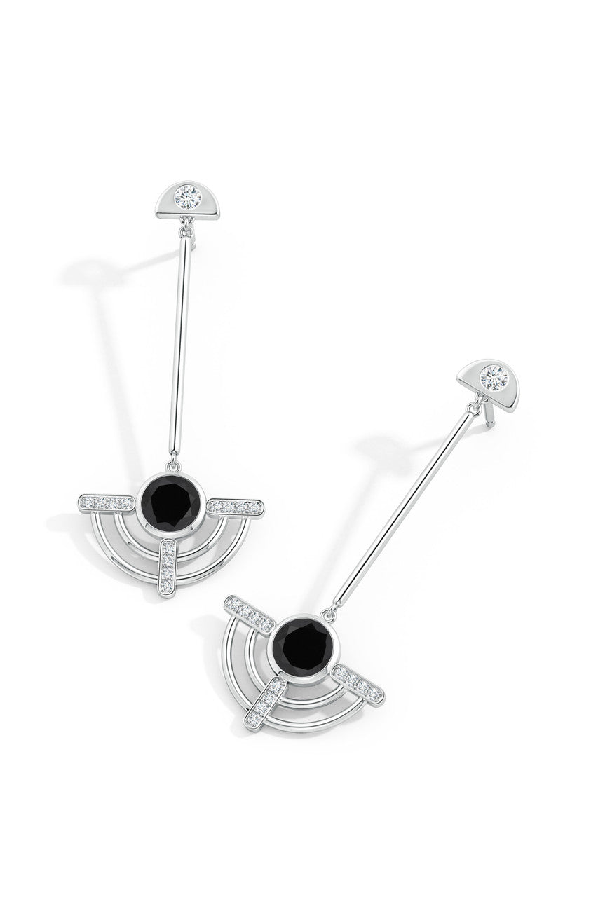 Buy Infinity Half Concentric 14K Gold and Black Onyx Dangle Earrings in 14K White Gold Online 14K White Gold Natori