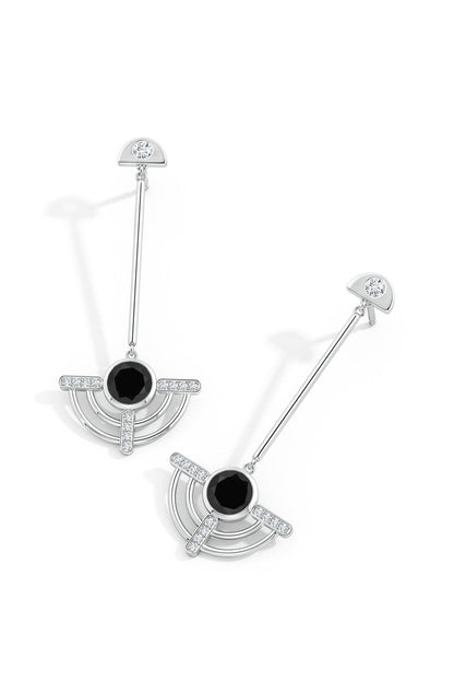 Buy Infinity Half Concentric 14K Gold and Black Onyx Dangle Earrings in 14K White Gold Online 14K White Gold Natori