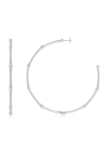 Buy Indochine 14k Pave Diamond 2.75 Inch Bamboo Hoops in 14K White Gold Online 14K White Gold Natori
