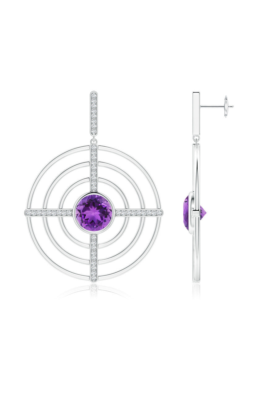 Buy Infinity Concentric Circle 14K Gold and Amethyst Earrings in 14K White Gold Online 14K White Gold Natori