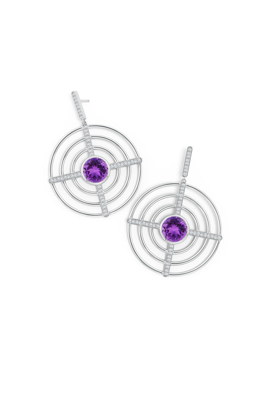 Buy Infinity Concentric Circle 14K Gold and Amethyst Earrings in 14K White Gold Online 14K White Gold Natori
