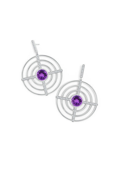 Buy Infinity Concentric Circle 14K Gold and Amethyst Earrings in 14K White Gold Online 14K White Gold Natori
