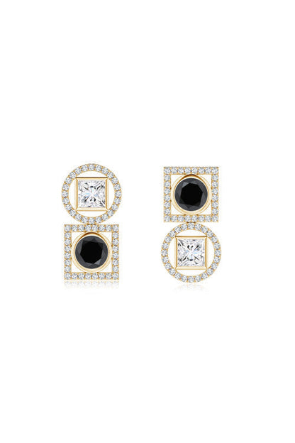 Buy Infinity 14K Gold with Black & White Diamond Two Stone Earrings in 14K Yellow Gold Online 14K Yellow Gold Natori