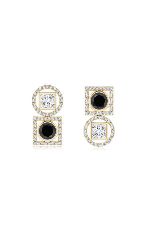 Buy Infinity 14K Gold with Black & White Diamond Two Stone Earrings in 14K Yellow Gold Online 14K Yellow Gold Natori