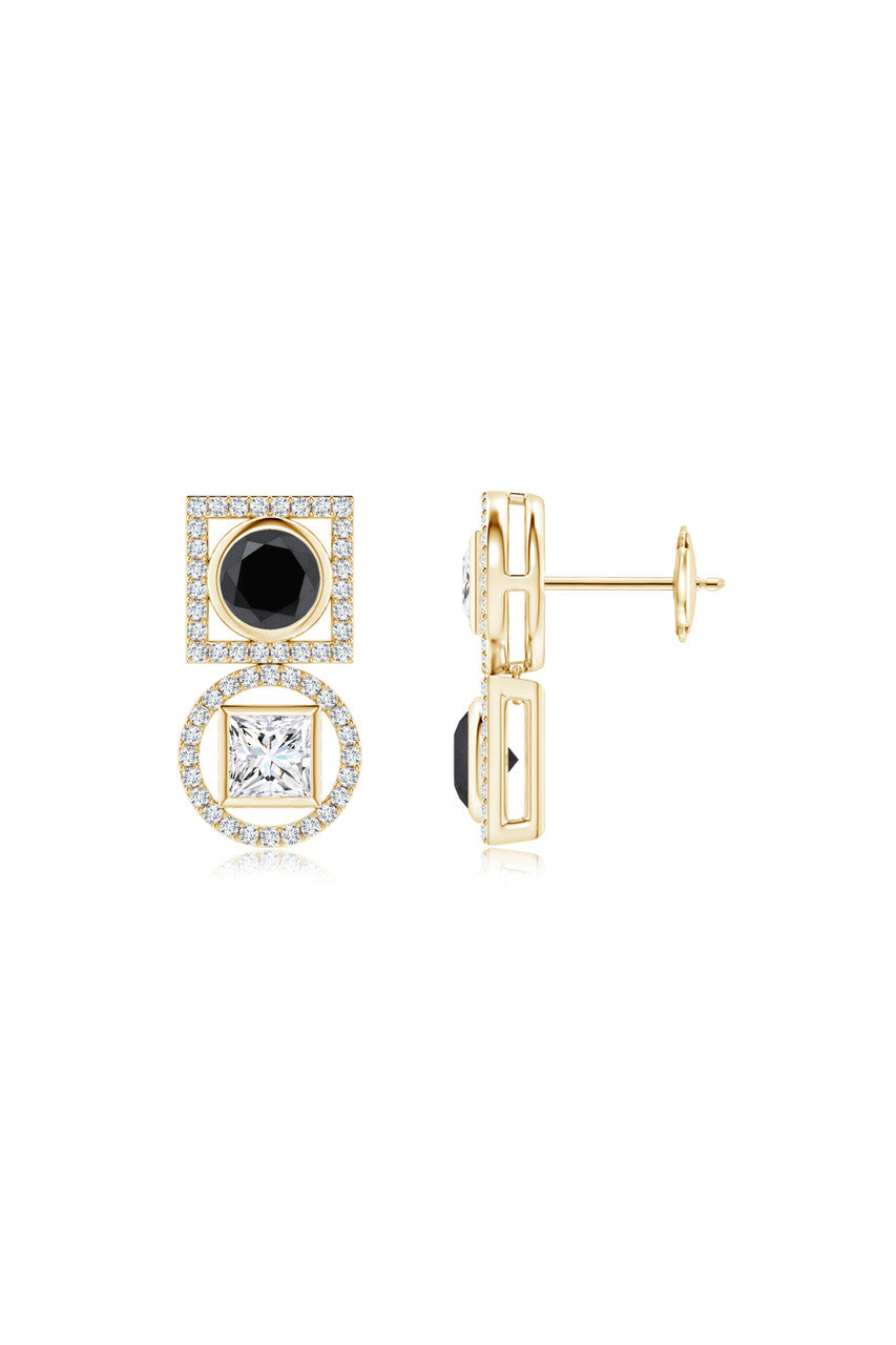 Buy Infinity 14K Gold with Black & White Diamond Two Stone Earrings in 14K Yellow Gold Online 14K Yellow Gold Natori