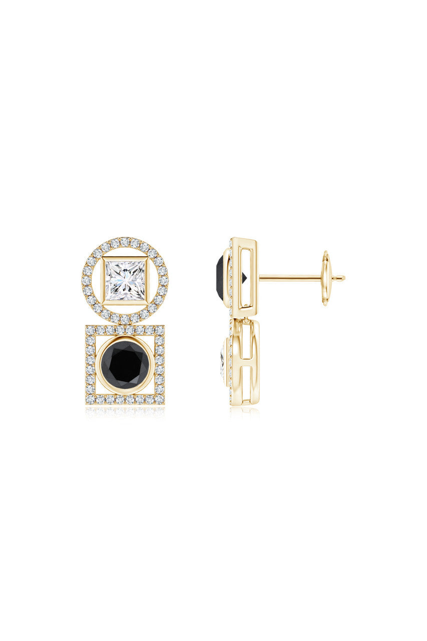 Buy Infinity 14K Gold with Black & White Diamond Two Stone Earrings in 14K Yellow Gold Online 14K Yellow Gold Natori