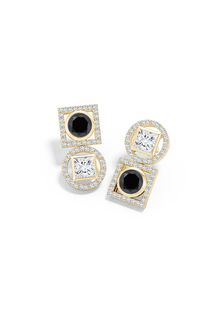 Buy Infinity 14K Gold with Black & White Diamond Two Stone Earrings in 14K Yellow Gold Online 14K Yellow Gold Natori