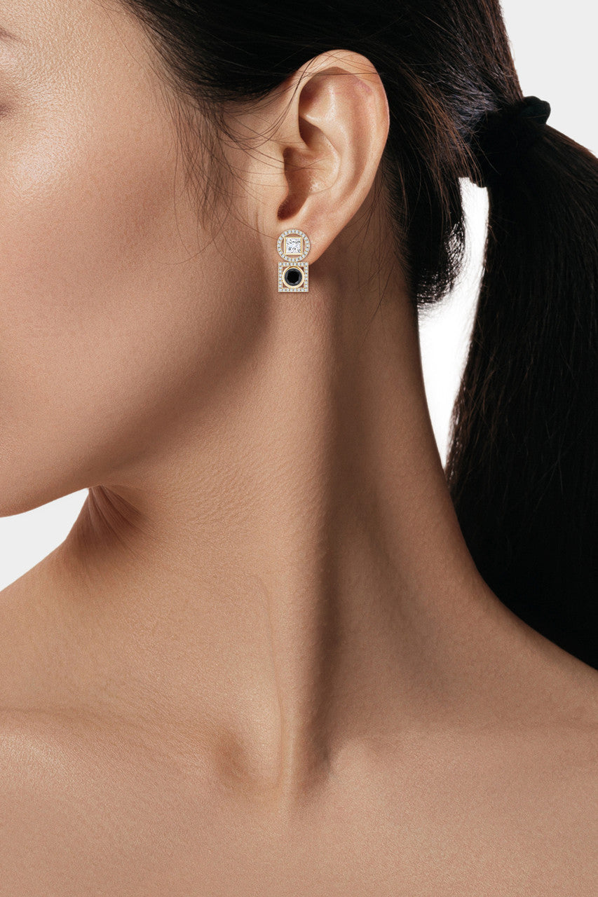 Buy Infinity 14K Gold with Black & White Diamond Two Stone Earrings in 14K Yellow Gold Online 14K Yellow Gold Natori