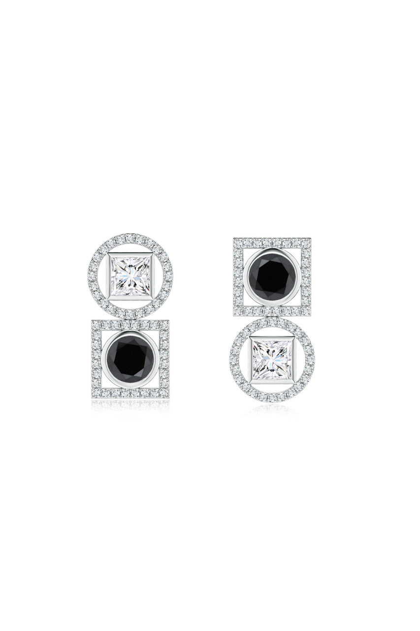 Buy Infinity 14K Gold with Black & White Diamond Two Stone Earrings in 14K White Gold Online 14K White Gold Natori