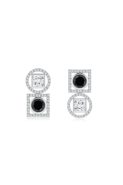 Buy Infinity 14K Gold with Black & White Diamond Two Stone Earrings in 14K White Gold Online 14K White Gold Natori