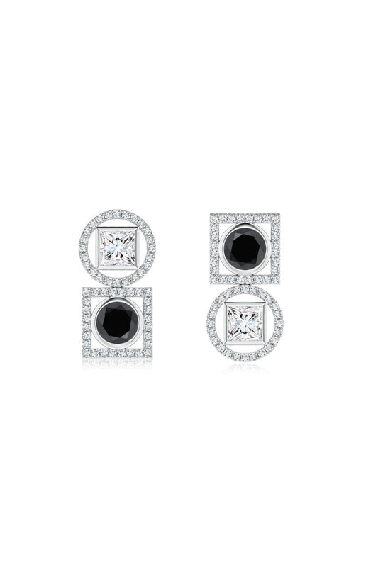 Buy Infinity 14K Gold with Black & White Diamond Two Stone Earrings in 14K White Gold Online 14K White Gold Natori