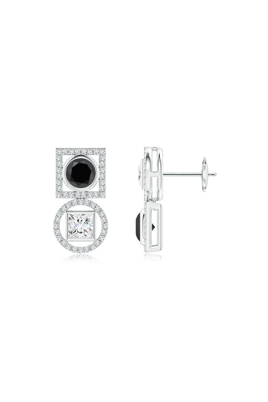 Buy Infinity 14K Gold with Black & White Diamond Two Stone Earrings in 14K White Gold Online 14K White Gold Natori